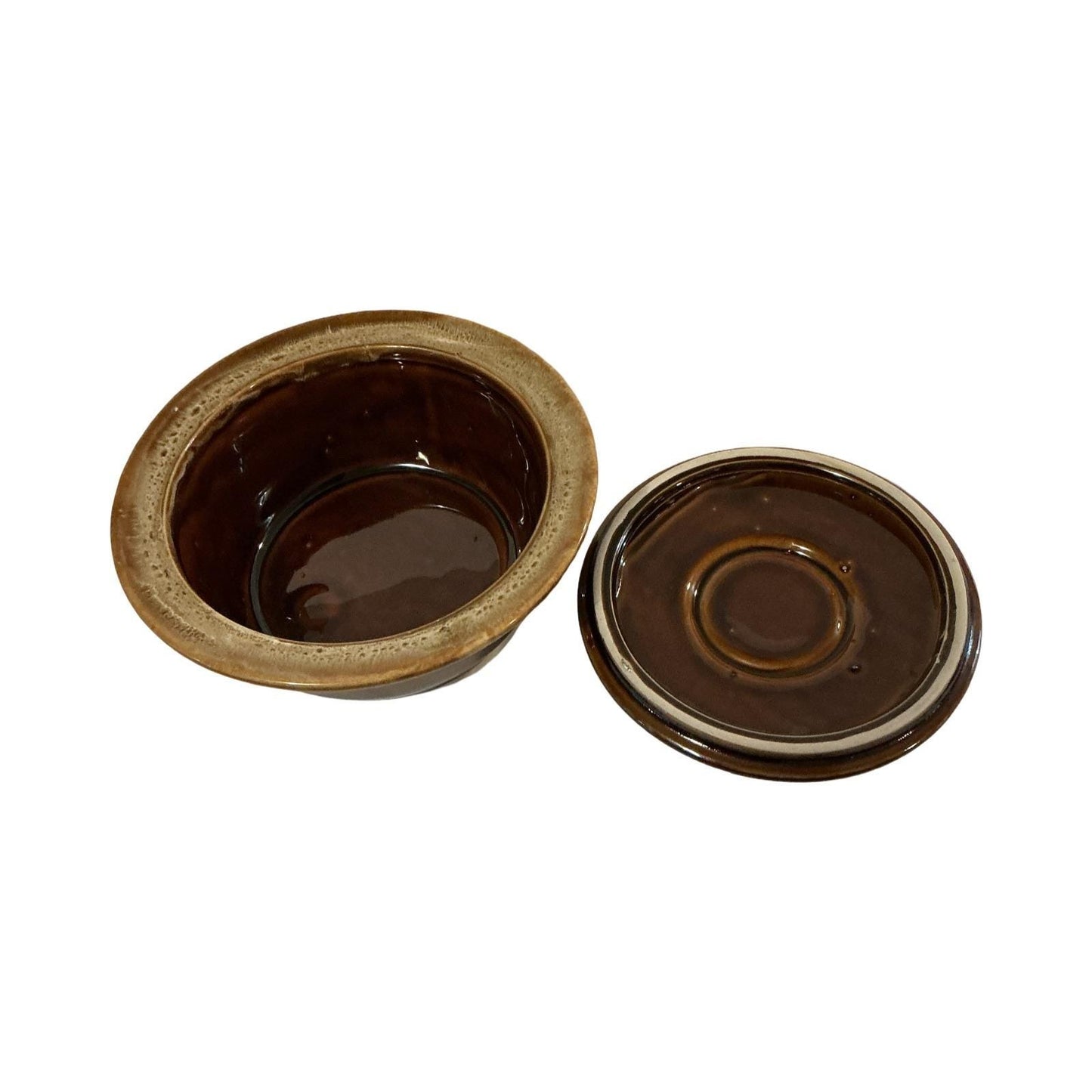 Hermitage Pottery Drip Glaze Covered Server Brown Stoneware TX306 Vintage 1998