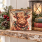Christmas Highland Cow Rustic Wood Block Sign Holiday Farmhouse Decor 5.5x5.5