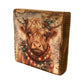 Christmas Highland Cow Rustic Wood Block Sign Holiday Farmhouse Decor 5.5x5.5
