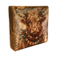 Christmas Highland Cow Rustic Wood Block Sign Holiday Farmhouse Decor 5.5x5.5