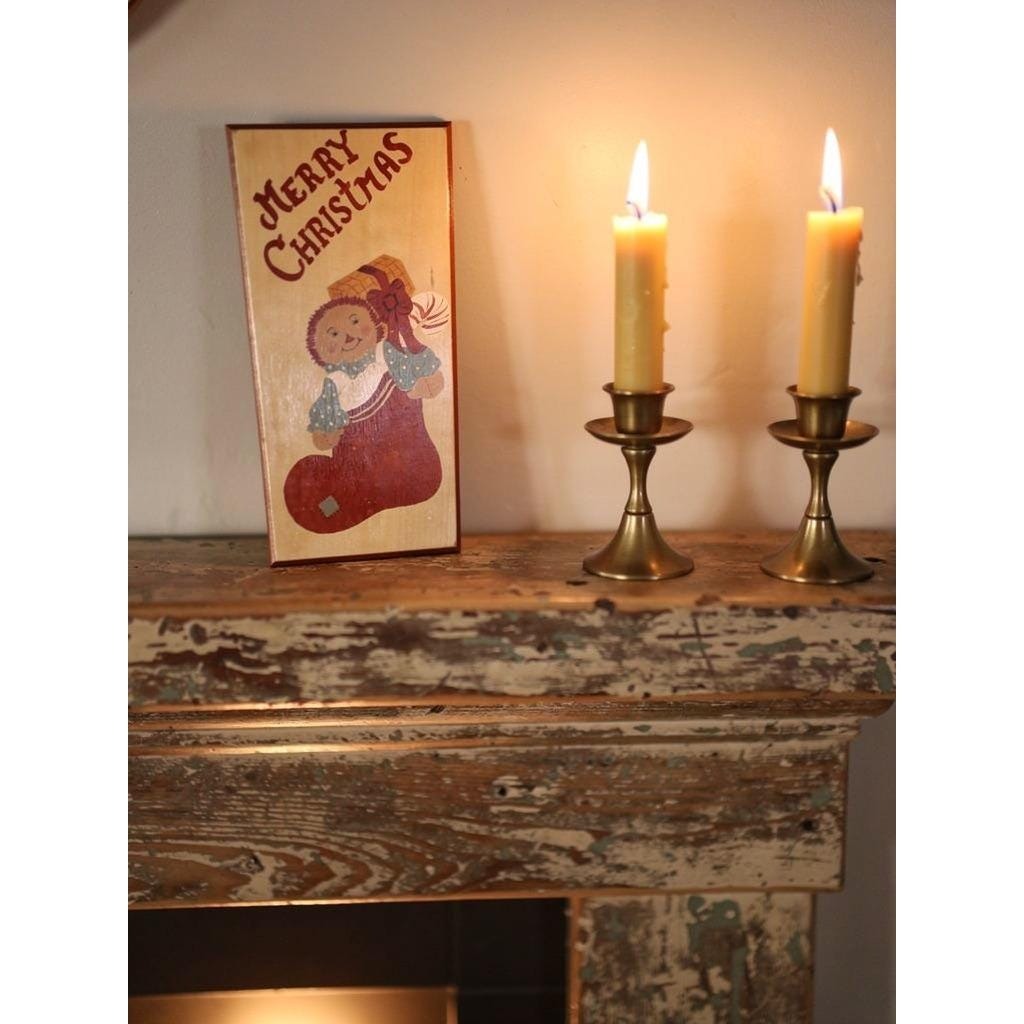 Hand Painted Merry Christmas Wooden Sign, Rag Doll Holiday Decor