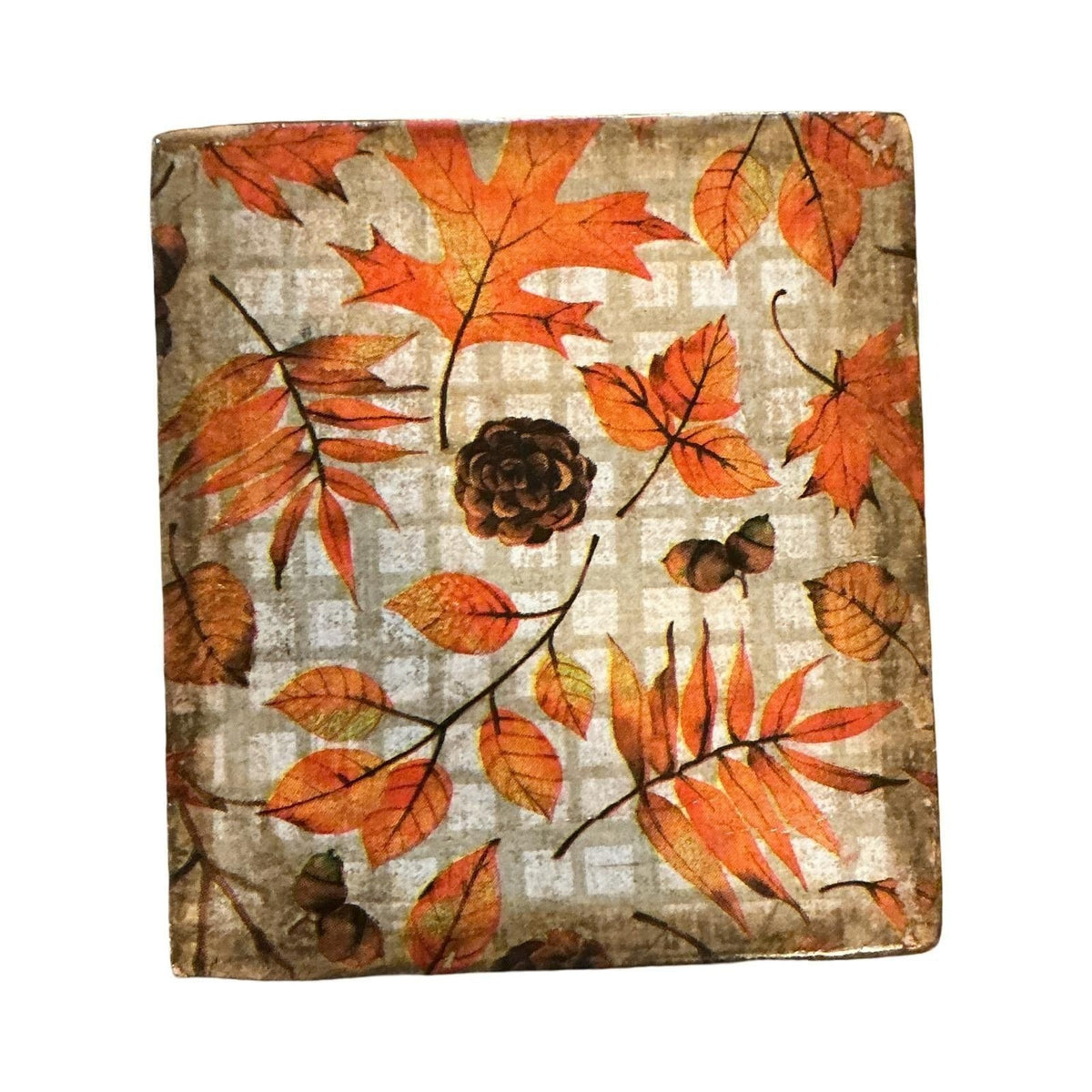 Handmade Fall Autumn Leaf Wooden Pedestal Riser with Metal Claw Feet Decor Stand