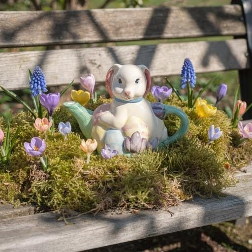 Vintage 1996 Hermitage Pottery Easter Bunny Teapot Limited Edition DT-710 Pastel