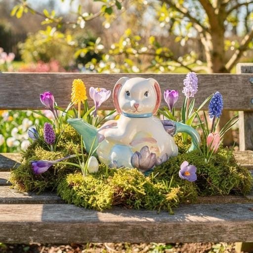 Vintage 1996 Hermitage Pottery Easter Bunny Teapot Limited Edition DT-710 Pastel