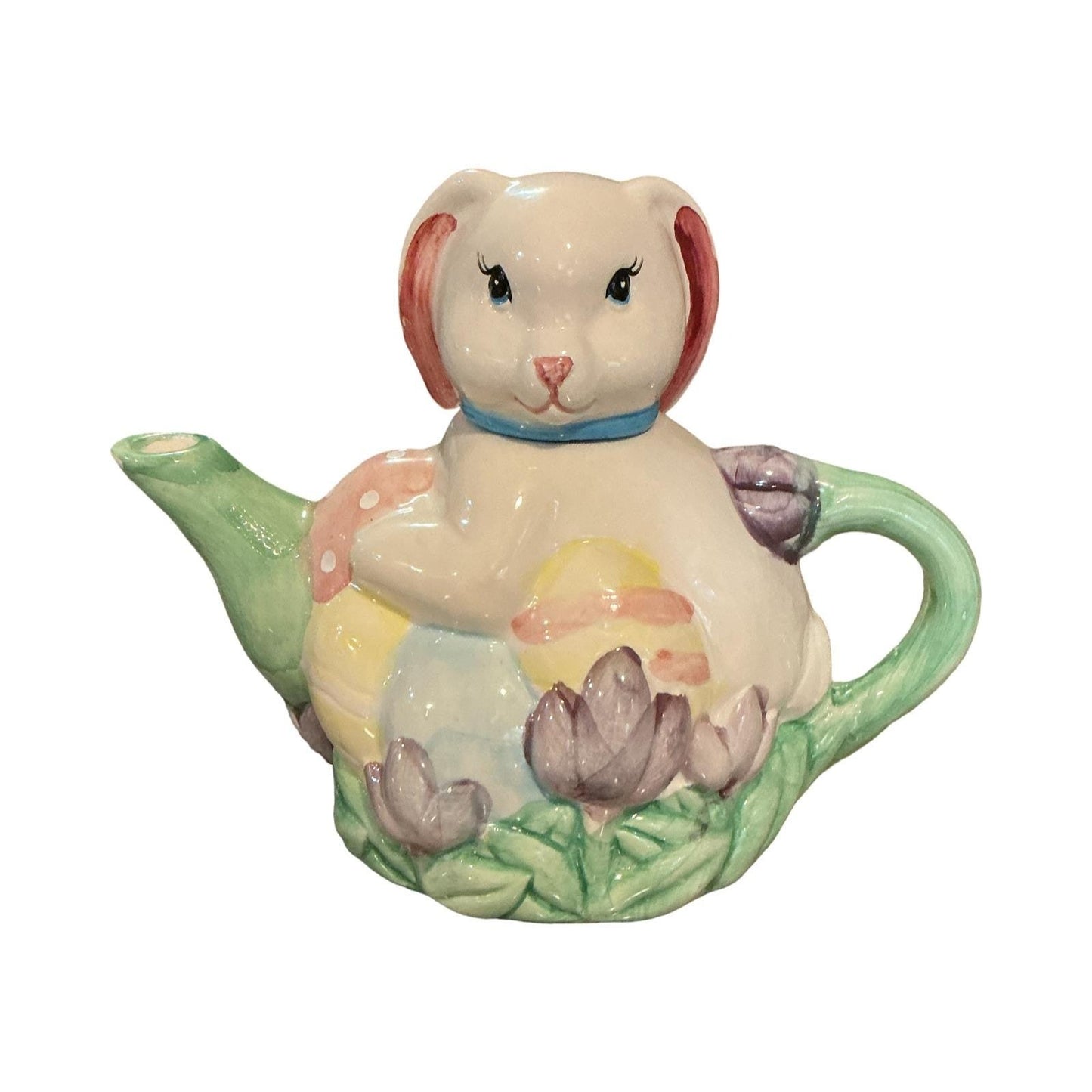 Vintage 1996 Hermitage Pottery Easter Bunny Teapot Limited Edition DT-710 Pastel