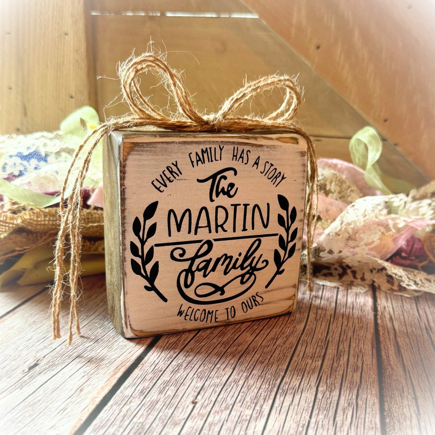 Every Family Has A Story Sign - Housewarming Gift - Personalized Decor - Custom Shelf Sitter - Wedding Gift - Gifts Under 20 - Wooden Sign