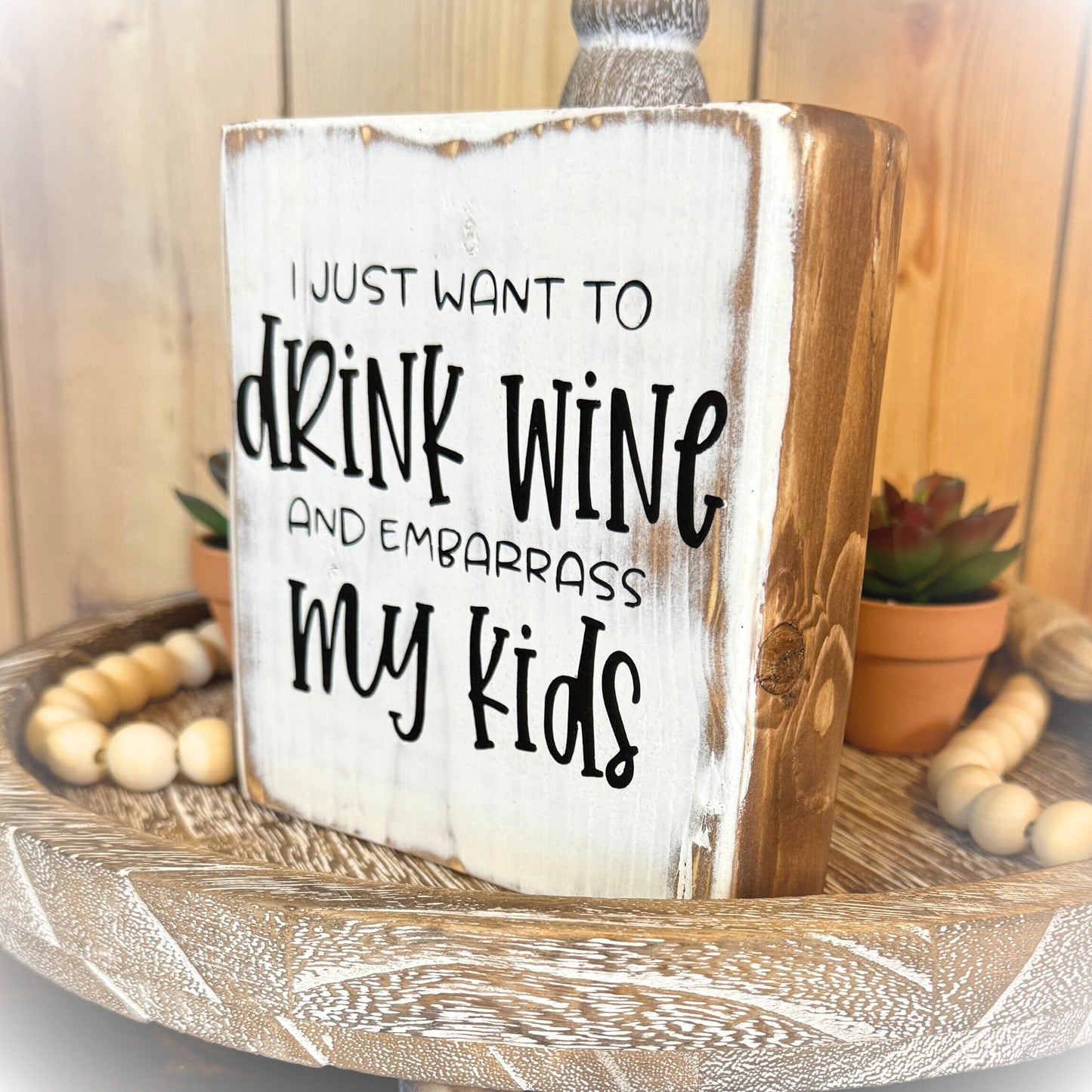 Custom Bar Sign - Gift For Wine Lover - Mother's Day Gift - Tiered Tray Decor - Gifts For Mom Under 20 - Wooden Wine Decor - Gifts For Her