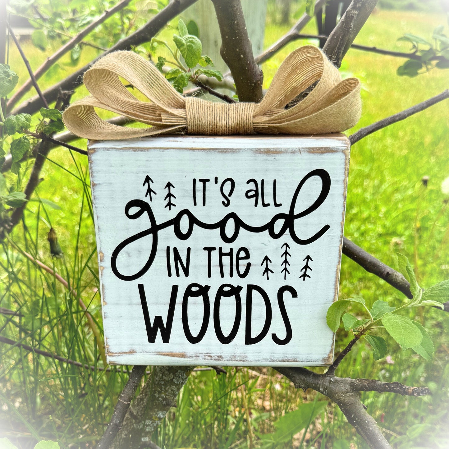 Funny Camp Sign – Rustic Wood Cabin Decor, "It's All Good In The Woods"