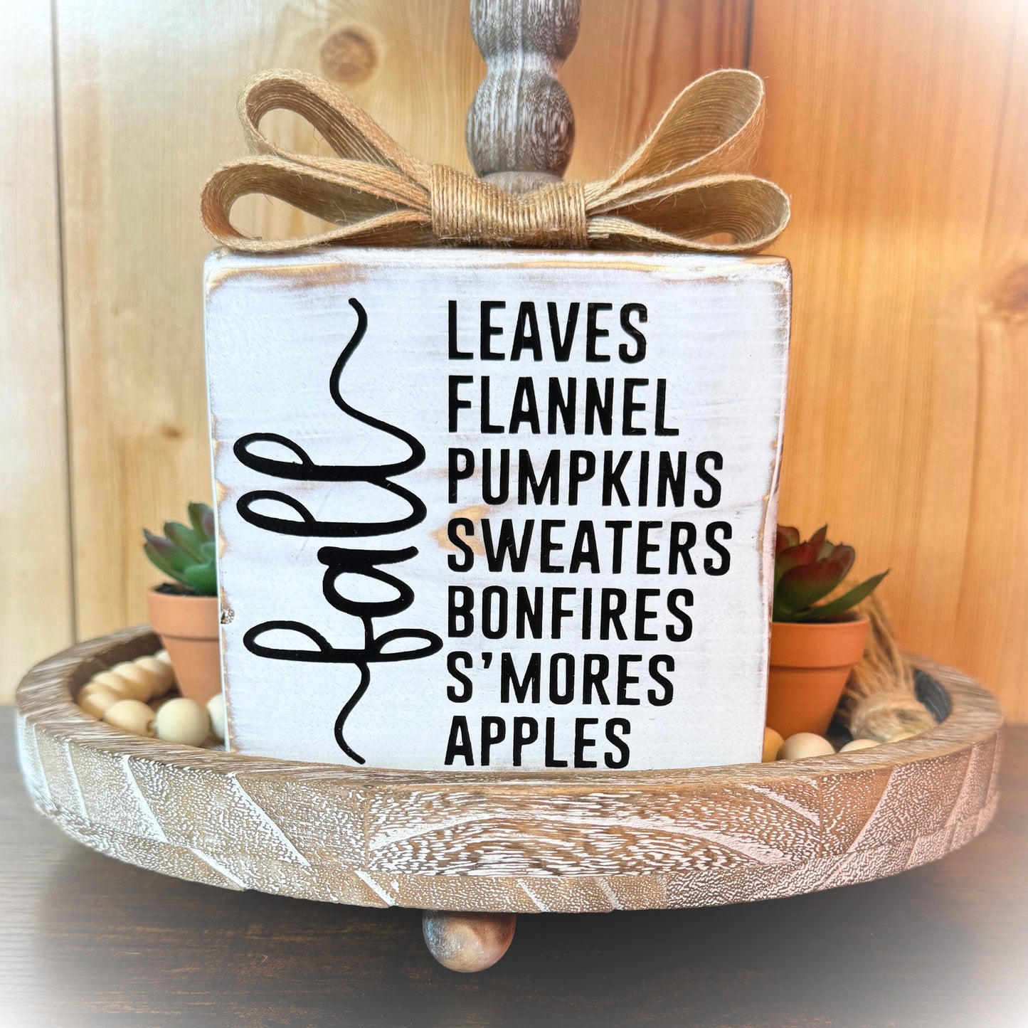 Fall Typography Sign - Wood Fall Shelf Sitter - Rustic Wood Tiered Tray Sign - Rustic Fall Decor - Wooden Block Sign - Country Home Decor