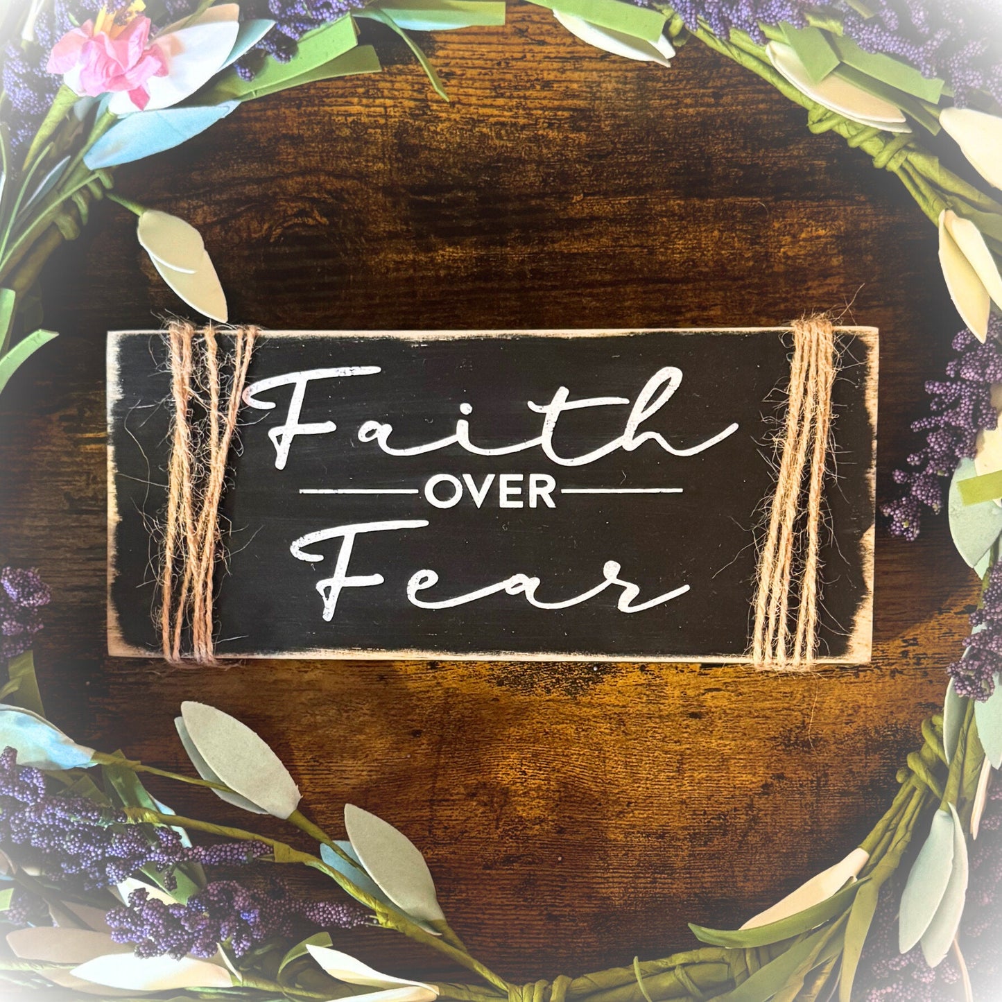 Cancer Survivor Gift - Get Well Soon - Custom Wooden Sign - Rustic Shelf Sitter - Faith Over Fear - Inspirational Sign - Wood Word Art