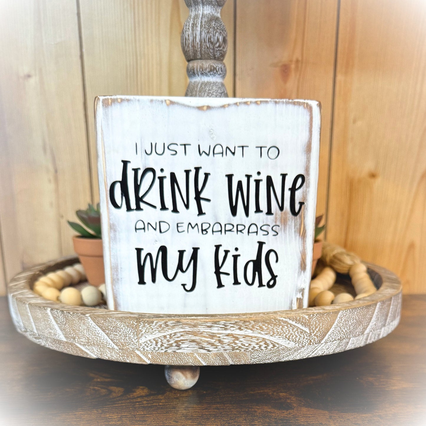 Custom Bar Sign - Gift For Wine Lover - Mother's Day Gift - Tiered Tray Decor - Gifts For Mom Under 20 - Wooden Wine Decor - Gifts For Her