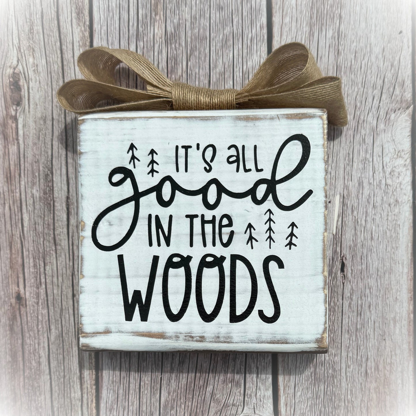 Funny Camp Sign – Rustic Wood Cabin Decor, "It's All Good In The Woods"