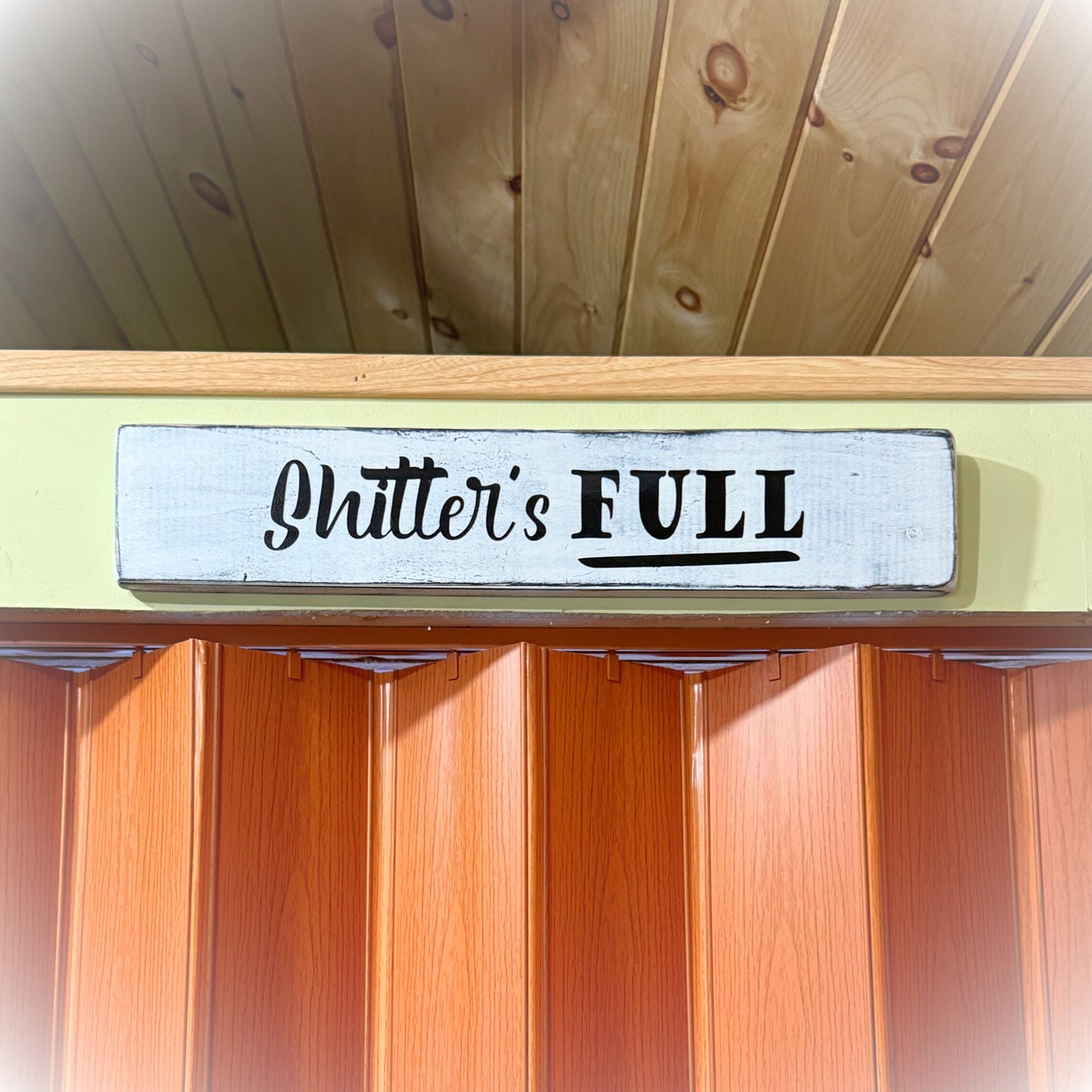 Funny Bathroom Sign – Rustic Hand-Painted Wood Decor, Customizable