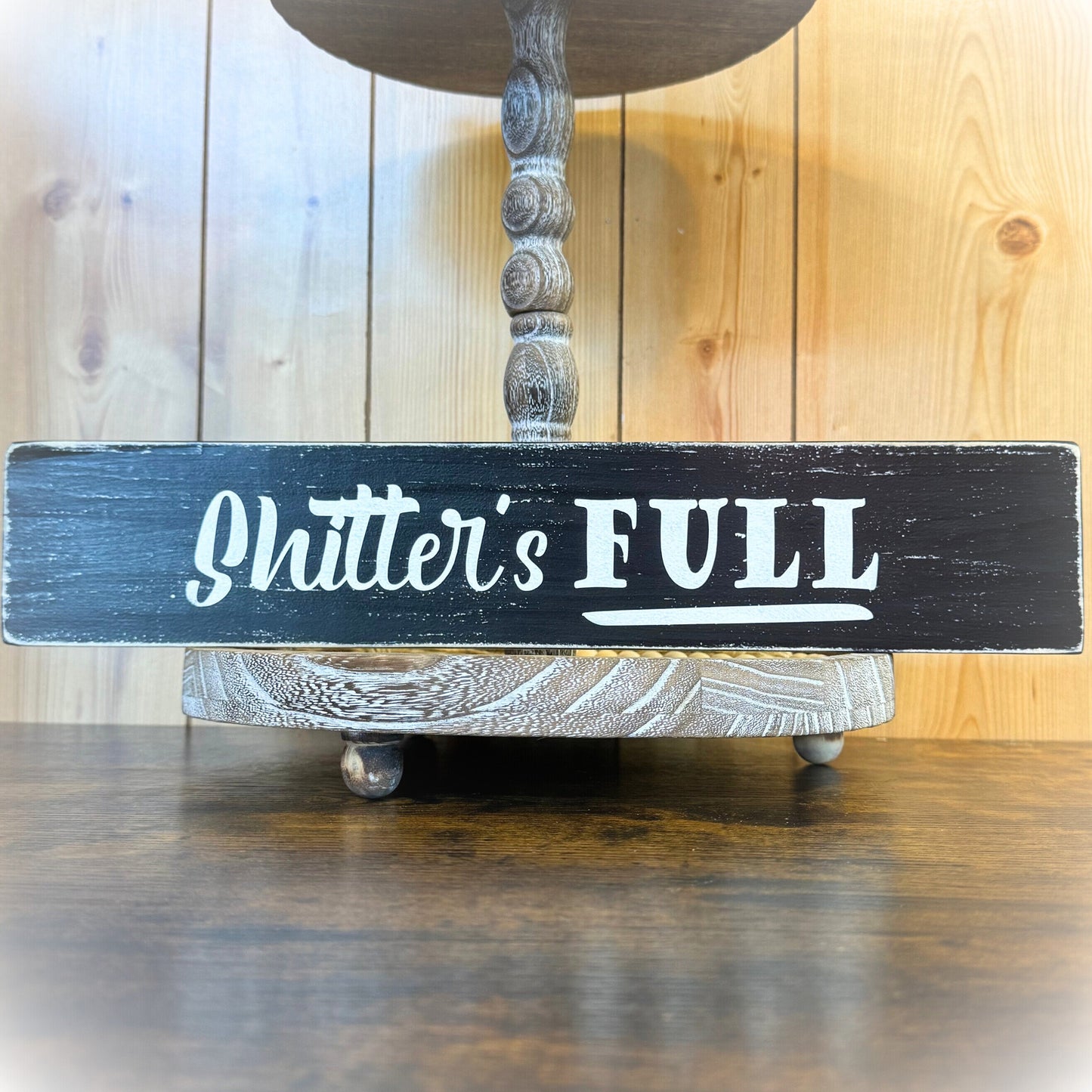Funny Bathroom Sign – Rustic Hand-Painted Wood Decor, Customizable