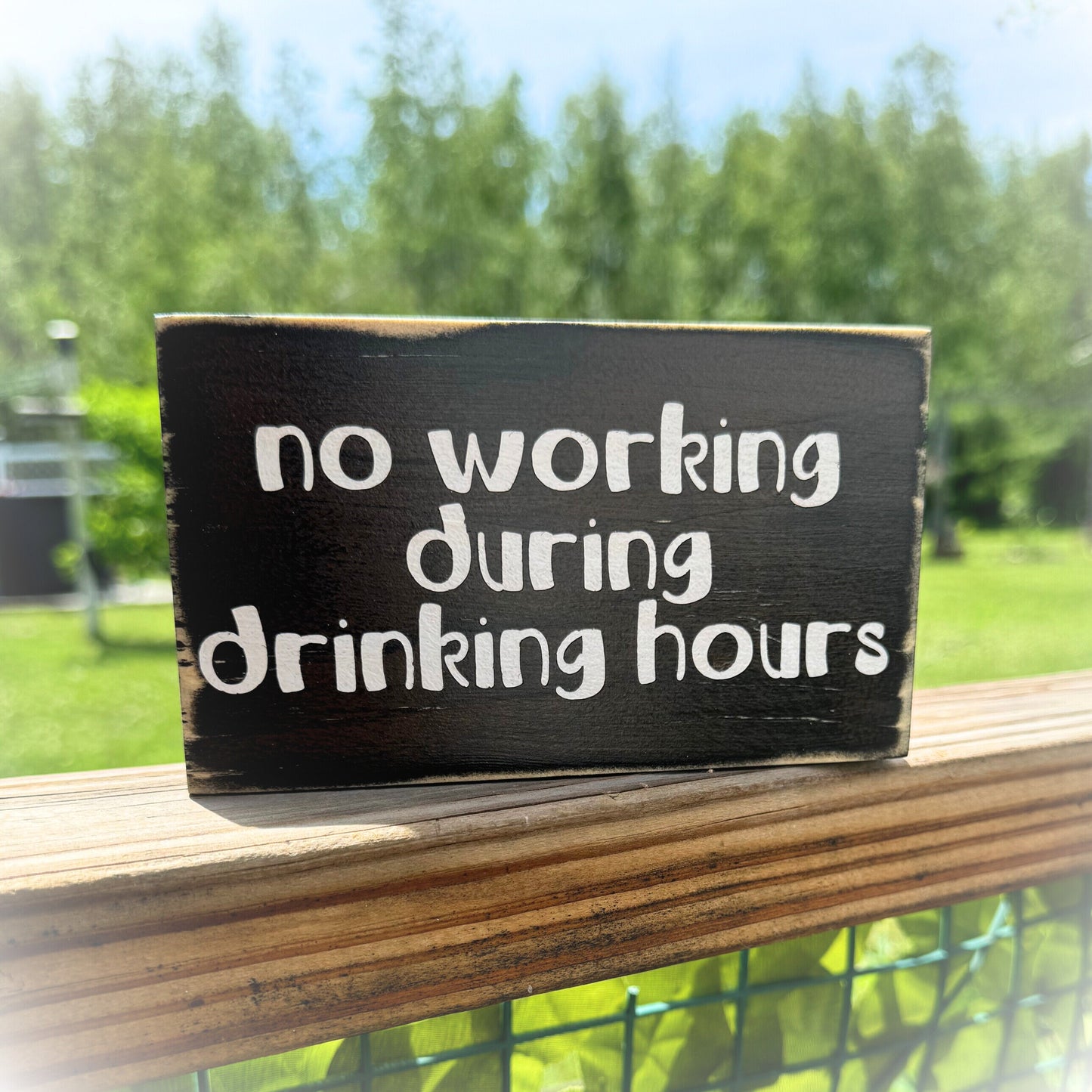 Funny Home Bar Sign – No Working During Drinking Hours