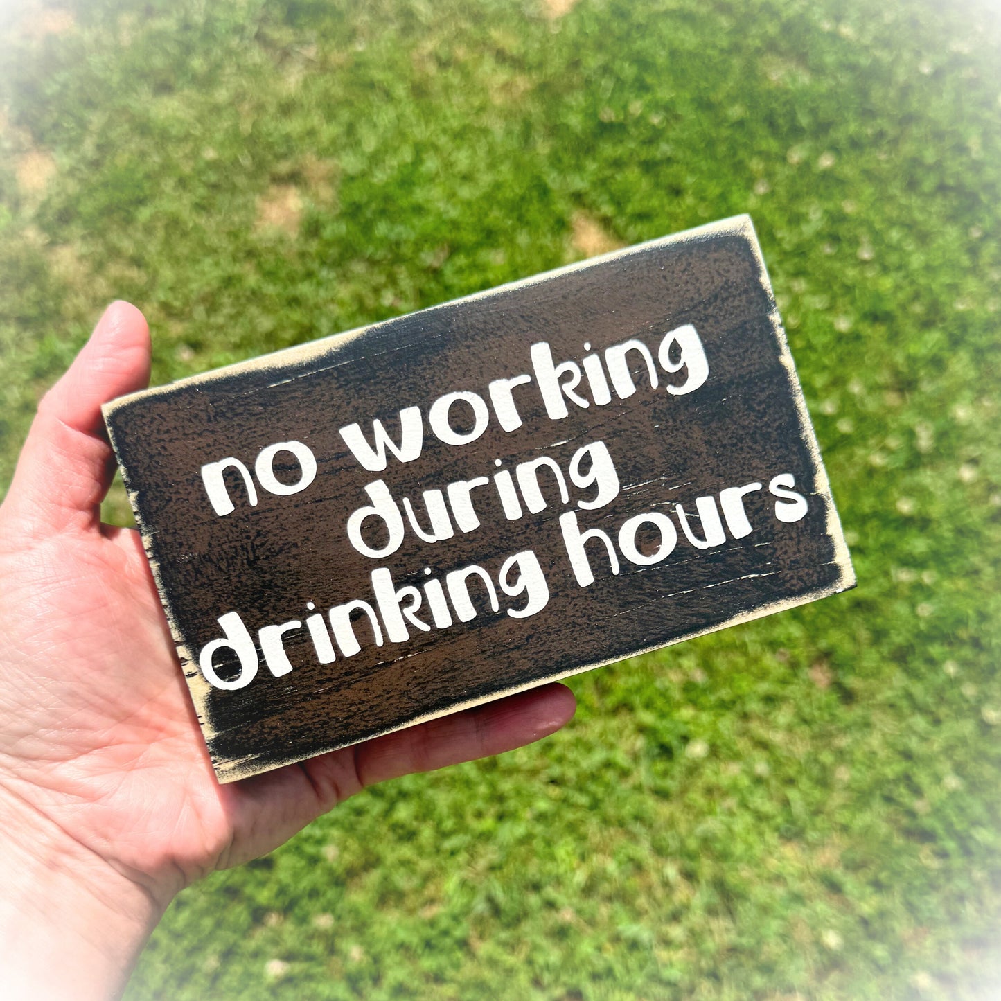 Funny Home Bar Sign – No Working During Drinking Hours