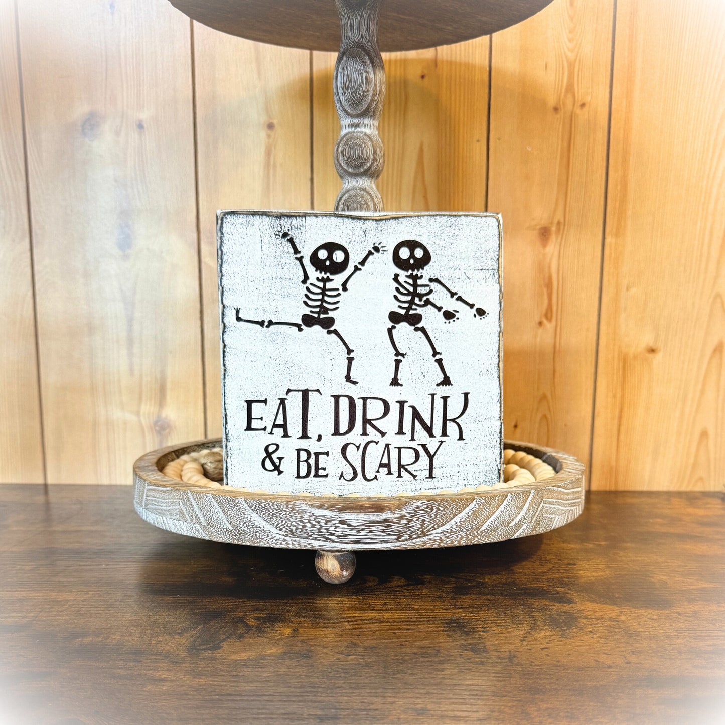Eat Drink & Be Scary - Rustic Wooden Halloween Sign - Decor Under 20 - Hand Painted Wood Halloween Sign - Custom Halloween Decor - Wall Art