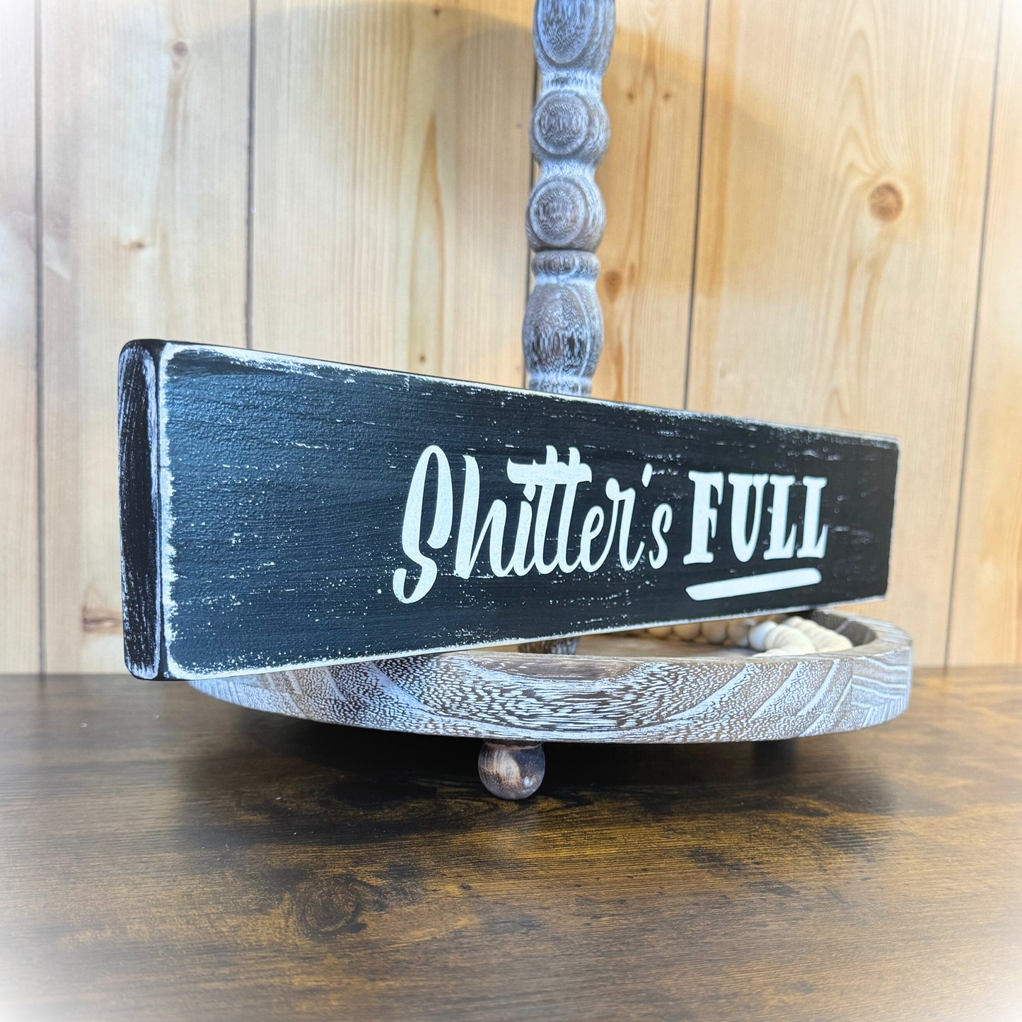 Funny Bathroom Sign – Rustic Hand-Painted Wood Decor, Customizable