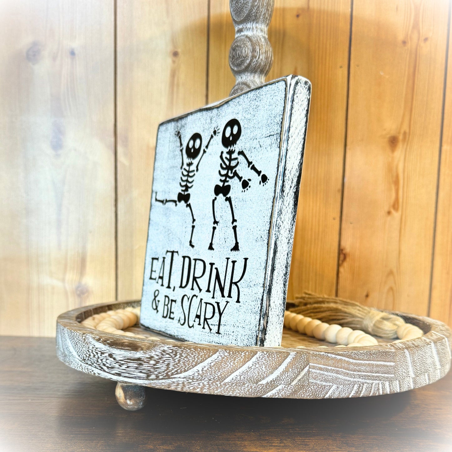 Eat Drink & Be Scary - Rustic Wooden Halloween Sign - Decor Under 20 - Hand Painted Wood Halloween Sign - Custom Halloween Decor - Wall Art