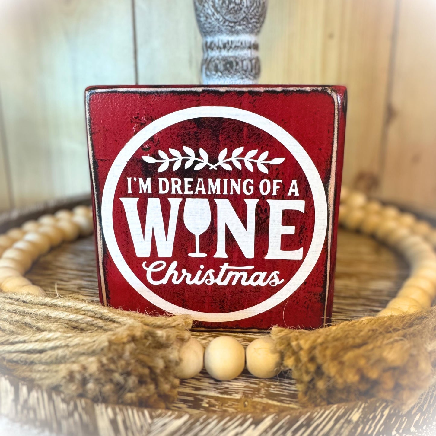 Christmas Gift For Wine Lover - Funny Wine Sign - Red and White Christmas Decor - Home Bar Sign - Home Bar Decor - Wine Cabinet Decor