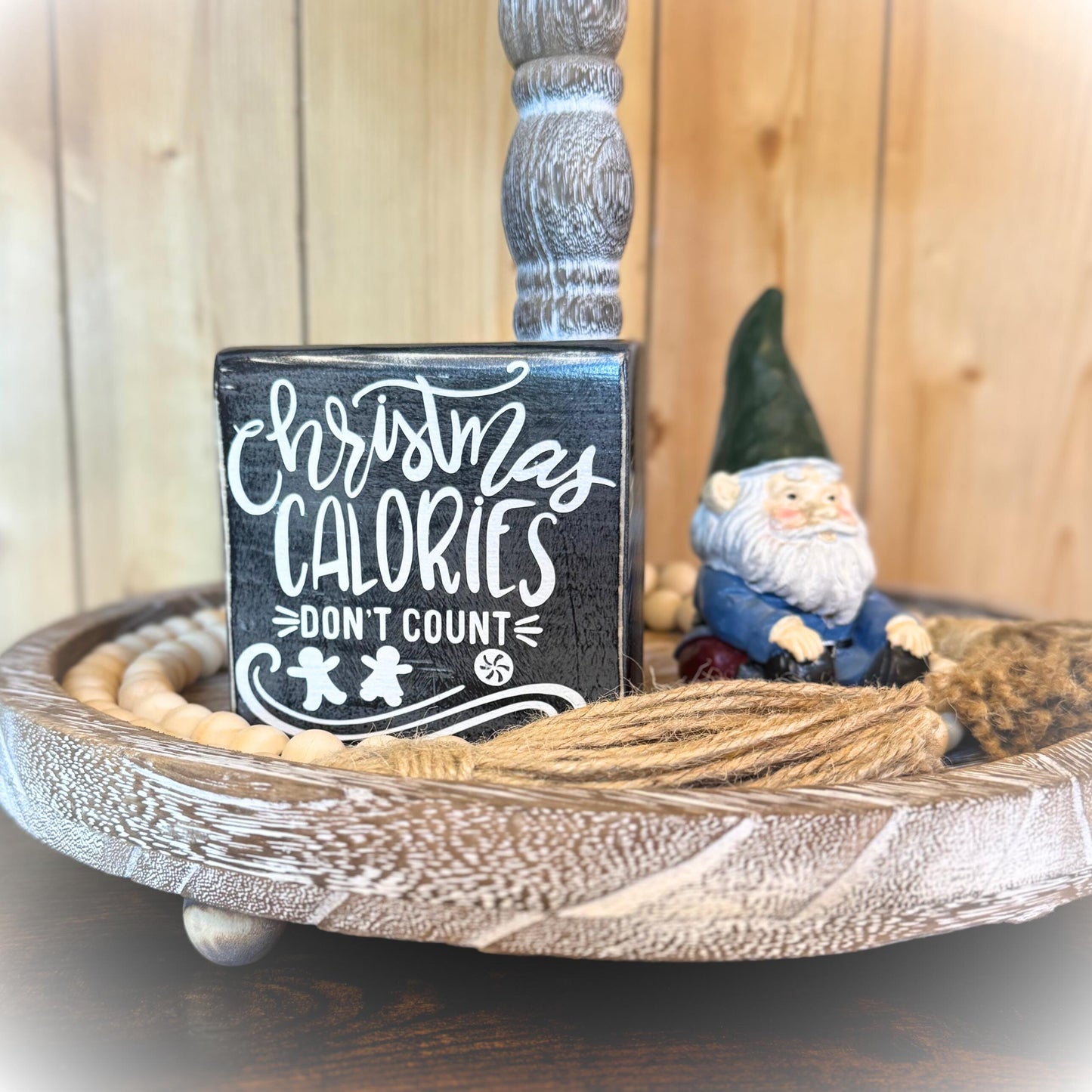 Christmas Calories Don't Count - Funny Christmas Sign - Christmas Tiered Tray Decor - Gifts Under 20 - Wood Christmas Shelf Sitter Sign