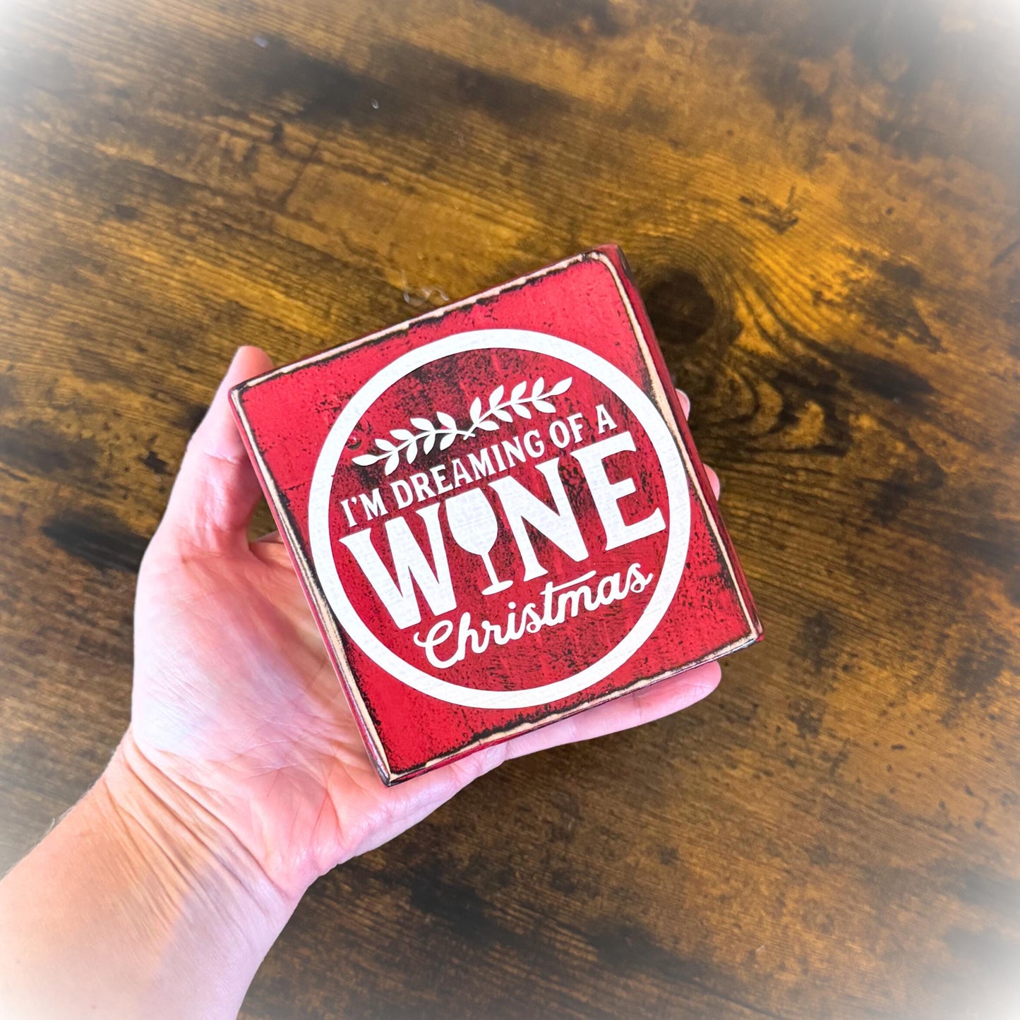 Christmas Gift For Wine Lover - Funny Wine Sign - Red and White Christmas Decor - Home Bar Sign - Home Bar Decor - Wine Cabinet Decor