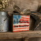 America The Beautiful Rustic Wood Block Sign Patriotic Flag Decor Burlap Bow