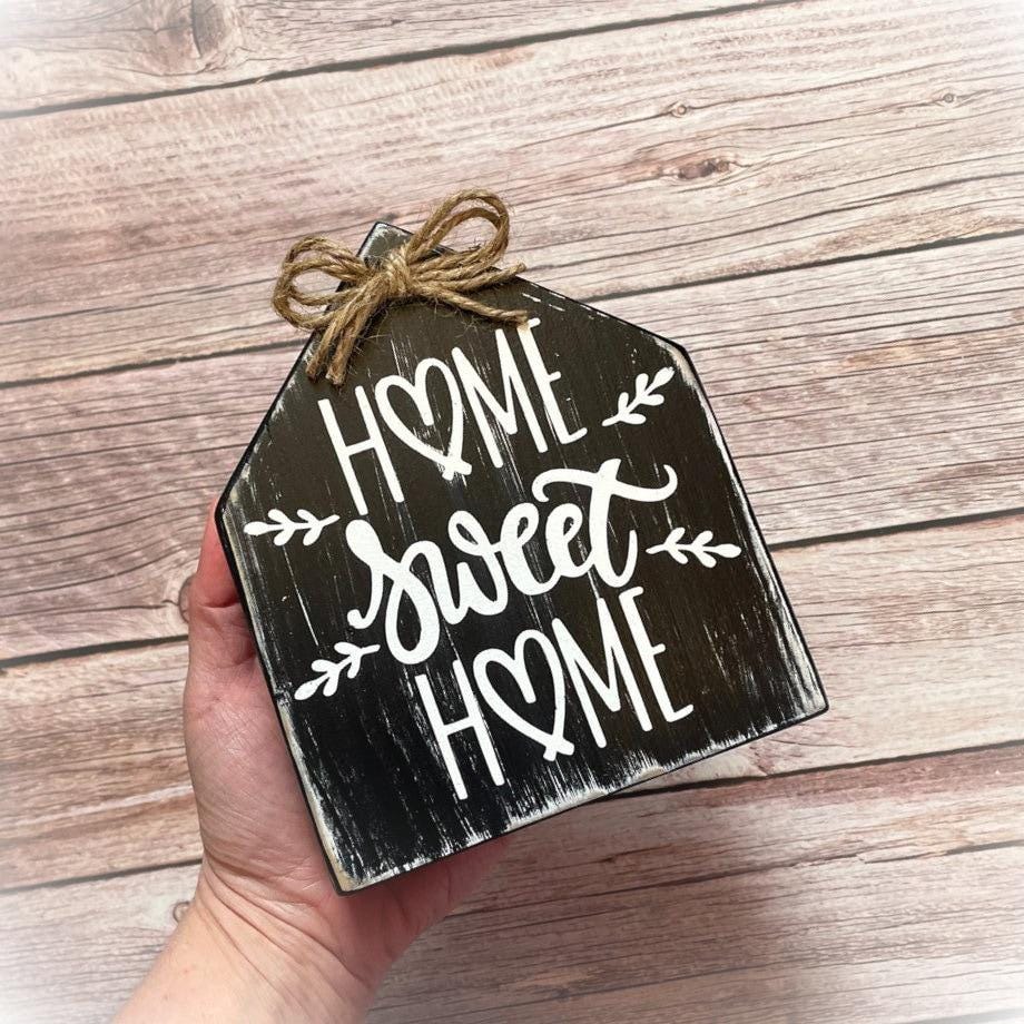 Basket Case Designs Home Sweet Home Rustic Wood House Sign Black Farmhouse Decor