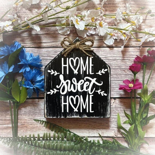 Basket Case Designs Home Sweet Home Rustic Wood House Sign Black Farmhouse Decor