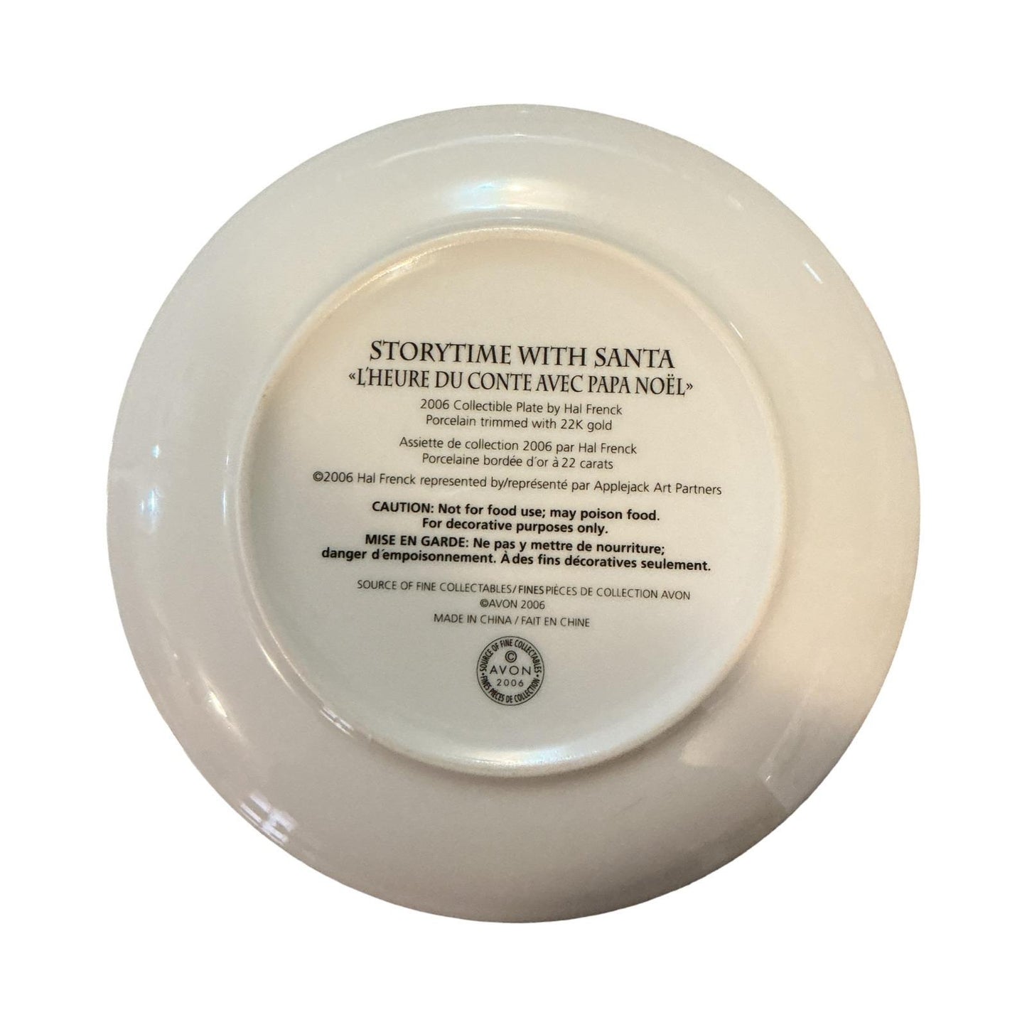 Avon Storytime with Santa 2006 Collectible Plate Hal Frenck 22K Gold Trim 8 inch
