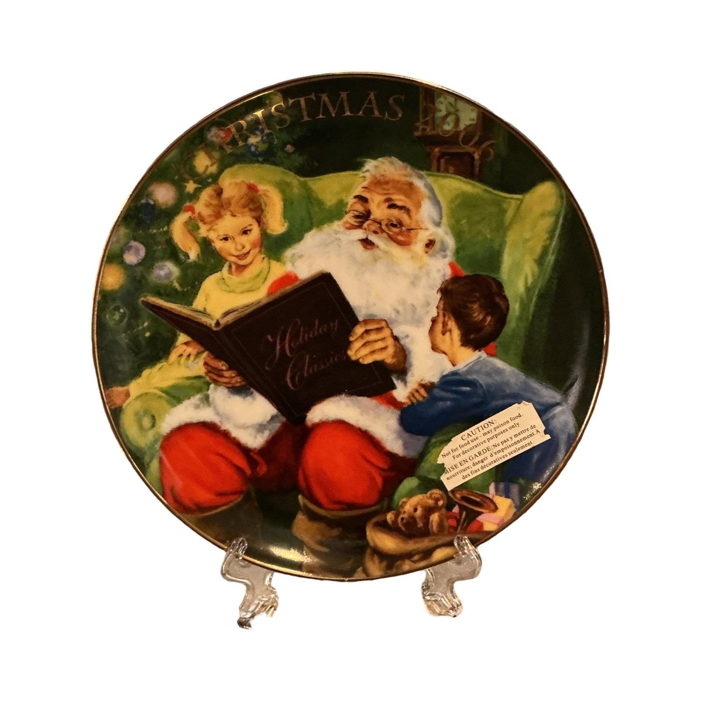 Avon Storytime with Santa 2006 Collectible Plate Hal Frenck 22K Gold Trim 8 inch