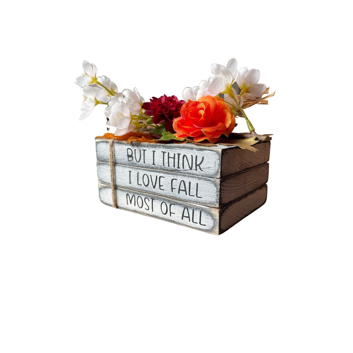 Handmade Wooden Book Stack - Rustic Fall Decor Sign