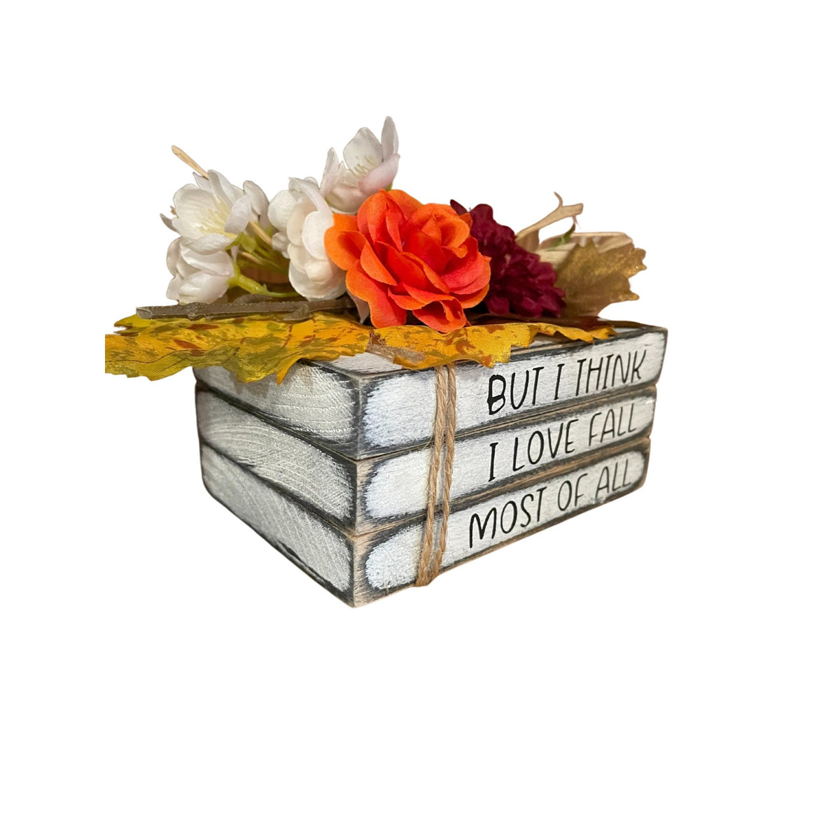 Handmade Wooden Book Stack - Rustic Fall Decor Sign
