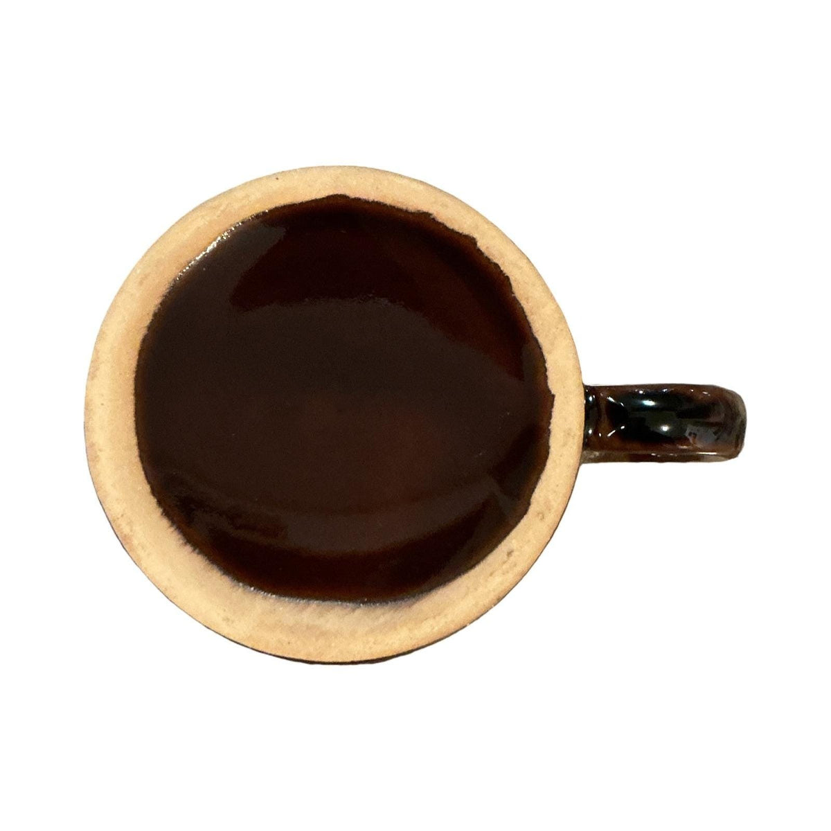 Vintage Brown Drip Glaze Ceramic Coffee Mug Mid Century Modern 3in