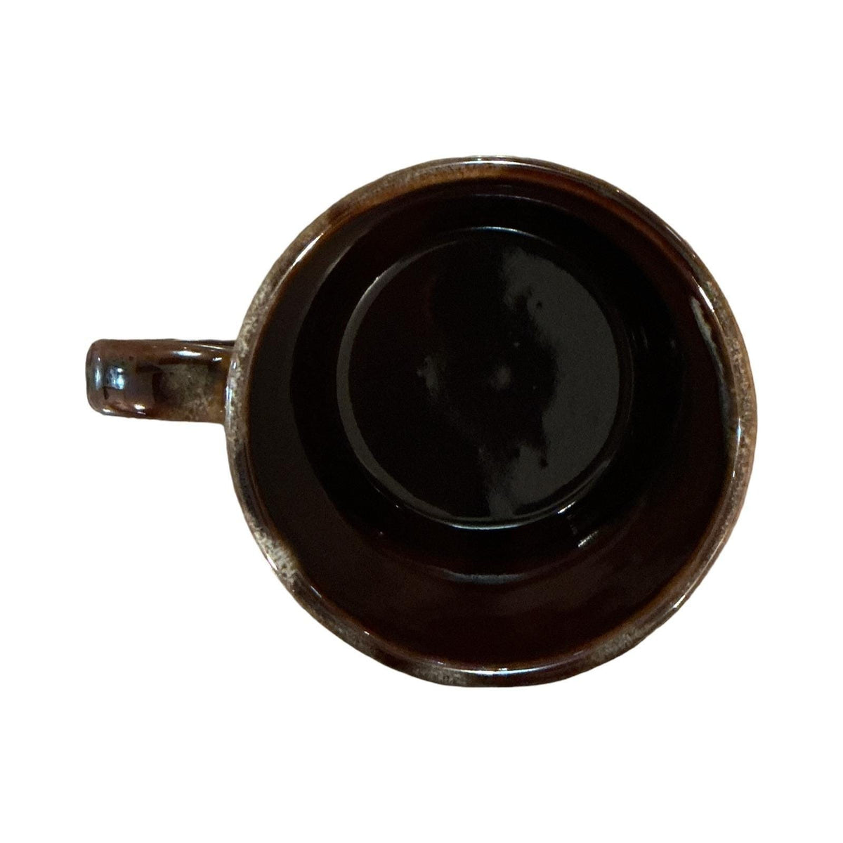 Vintage Brown Drip Glaze Ceramic Coffee Mug Mid Century Modern 3in