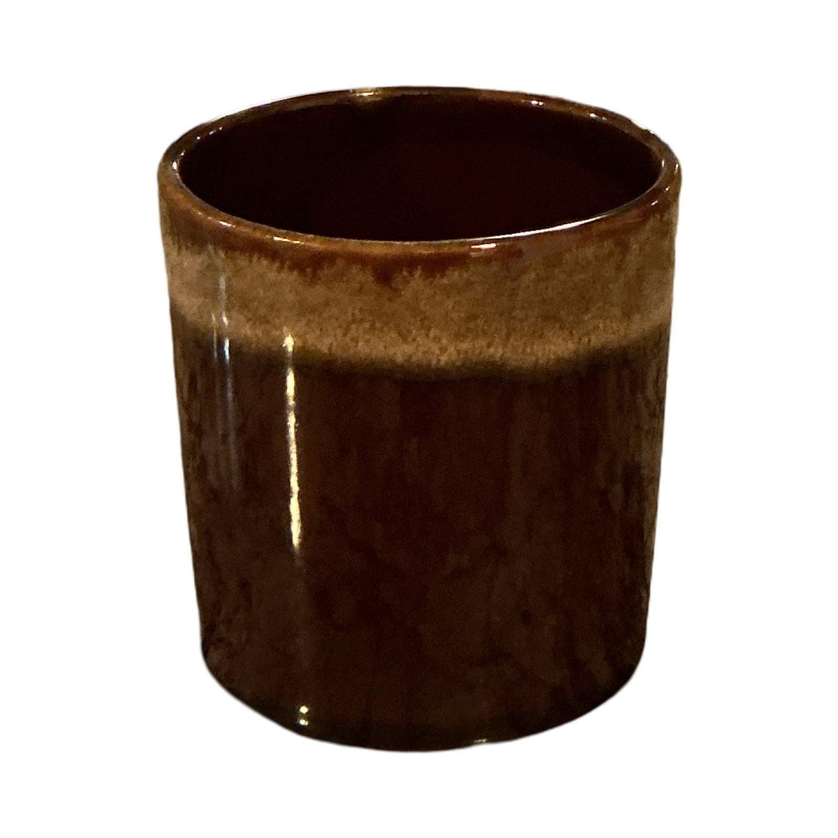 Vintage Brown Drip Glaze Ceramic Coffee Mug Mid Century Modern 3in