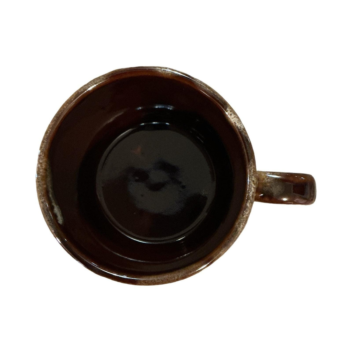 Vintage Brown Drip Glaze Ceramic Coffee Mug Mid Century Modern 3in
