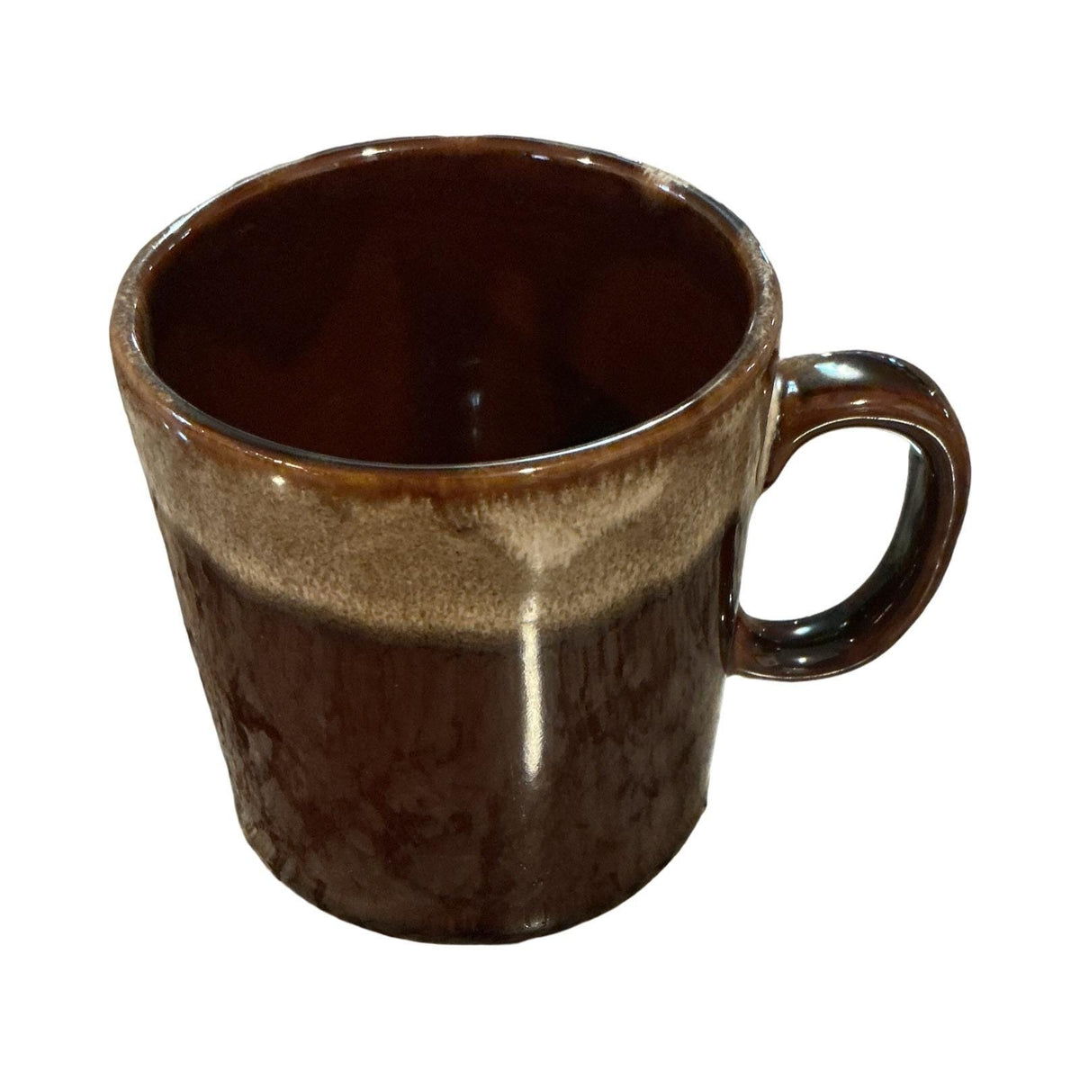 Vintage Brown Drip Glaze Ceramic Coffee Mug Mid Century Modern 3in