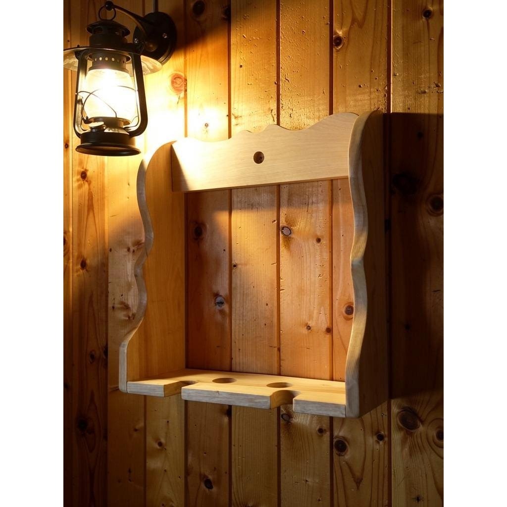 Vintage Wooden Hair Tool Organizer | Wall-Mount Blow Dryer & Curling Iron Holder | Rustic Bathroom Storage
