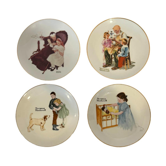 Set of 4 Vintage Norman Rockwell Collector Plates – 6.5 in Decorative Plates
