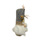 Handmade Farmhouse Gnome Buffalo Plaid Black White Burlap Floral Decor