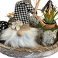 Handmade Farmhouse Gnome Buffalo Plaid Black White Burlap Floral Decor