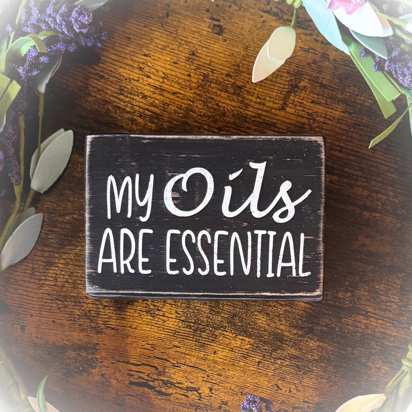 Basket Case Designs My Oils Are Essential Wood Sign Essential Oil Holder Black