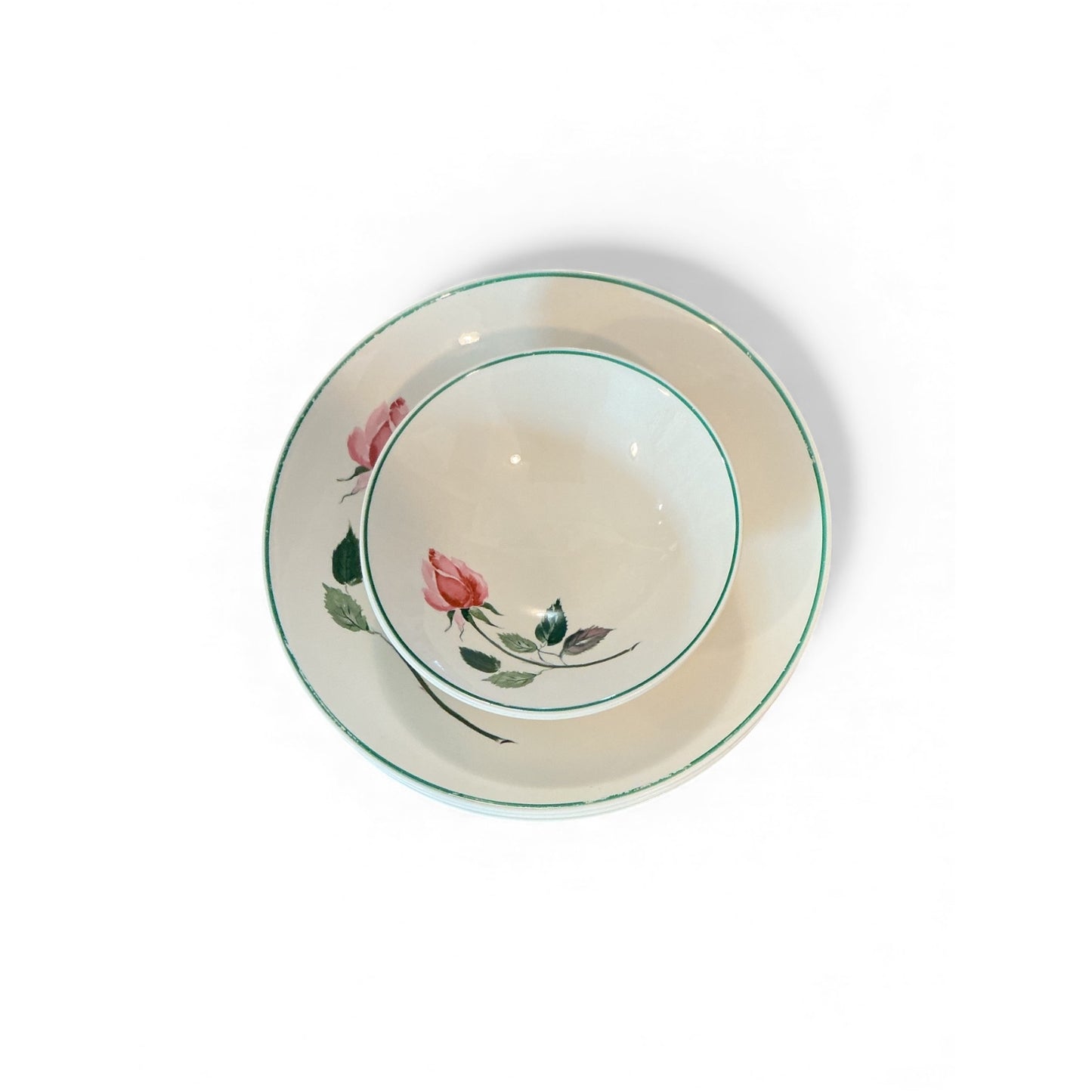 Cunningham & Pickett Rose Design Bowls Set Of 5 Hand-Painted Pink Floral Vintage Ceramic Dishware