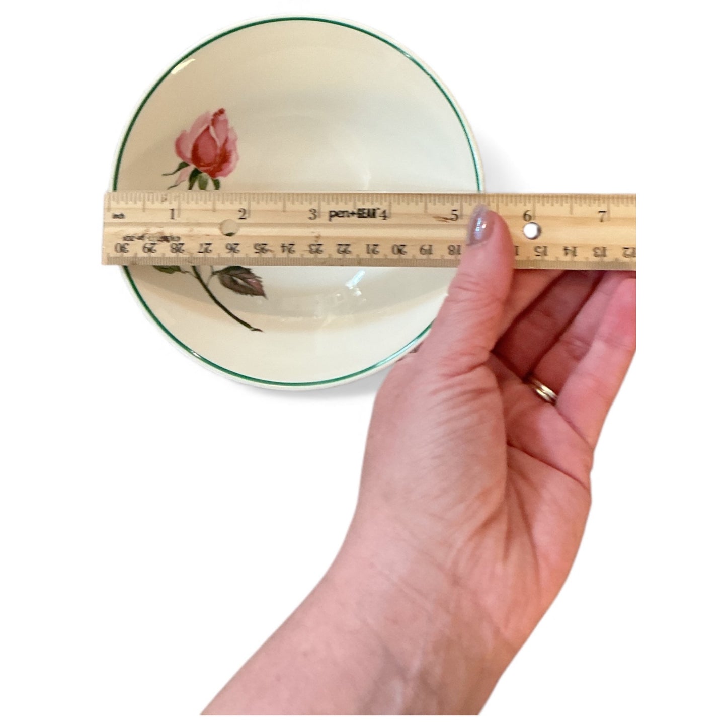 Cunningham & Pickett Rose Design Bowls Set Of 5 Hand-Painted Pink Floral Vintage Ceramic Dishware