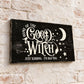 Home of the Good Witch Distressed Wood Sign Black White Rustic Wall Decor 16"