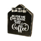 Rustic Wood Coffee Sign House Block Buffalo Check Bow Farmhouse Decor