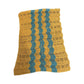 Handmade Vintage Crochet Ripple Afghan Throw Blanket Mustard Yellow Teal 54x40