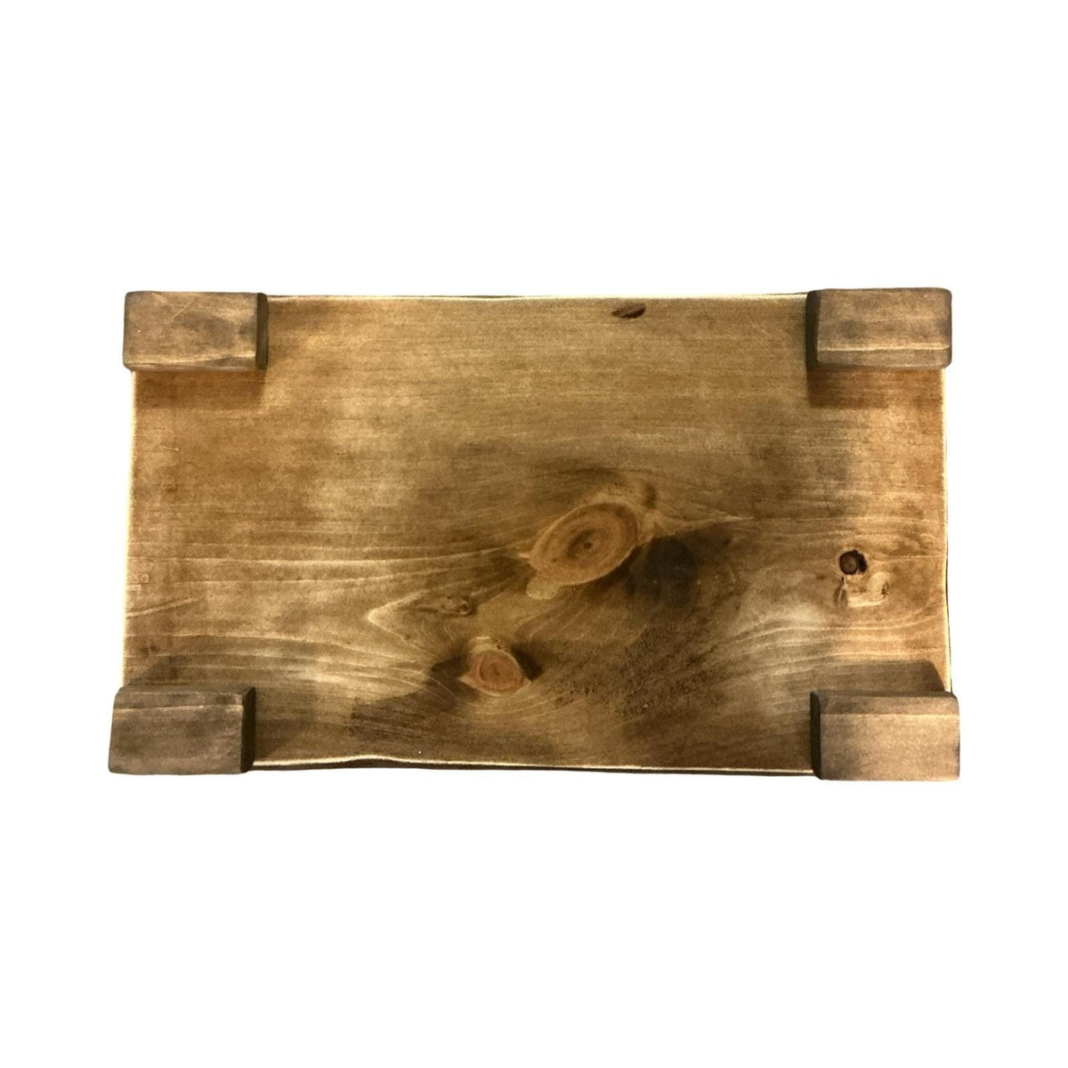 Handmade Wooden Riser Tray Rectangular Pedestal Stand Brown Farmhouse 16x9.25in