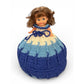 Vintage Crochet Skirt Doll Blue & White Handmade 10" Tall